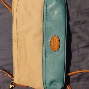 Fossil Canvas Leather Tote Bag Purse